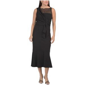 JS COLLECTIONS Sleeveless Illusion Tea-length Dress